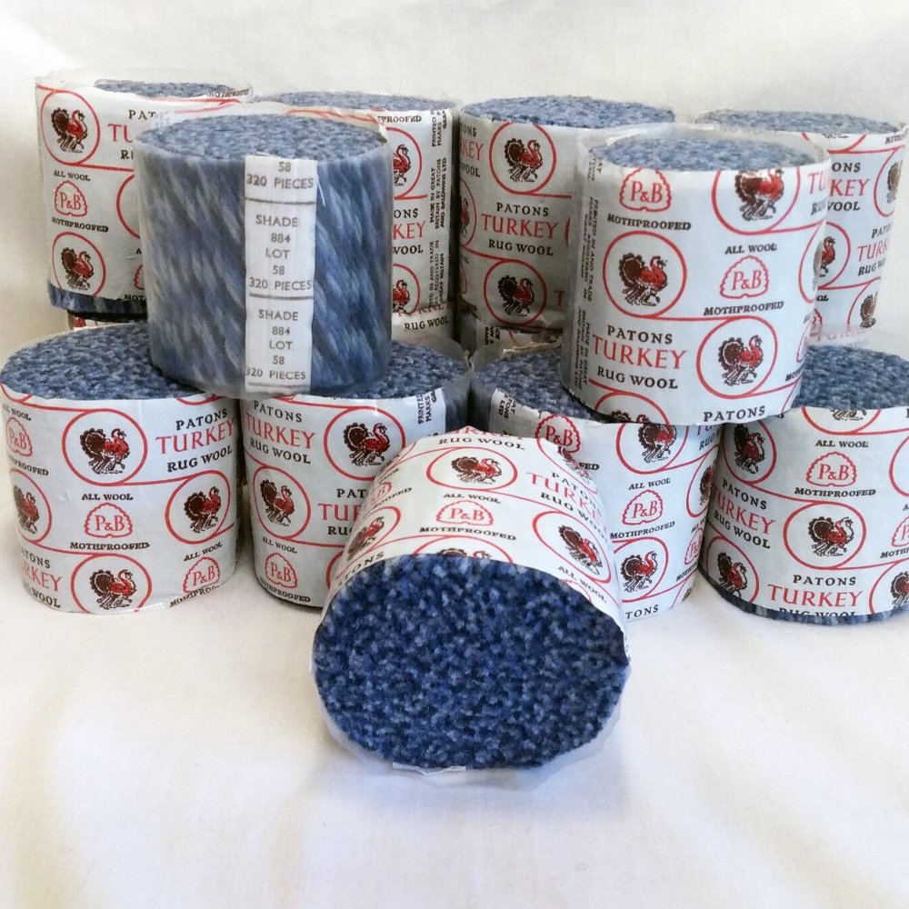 Lot of 15 Patons and Baldwins of GB-Turkey Rug Wool-Precut Latch Hook Yarn
